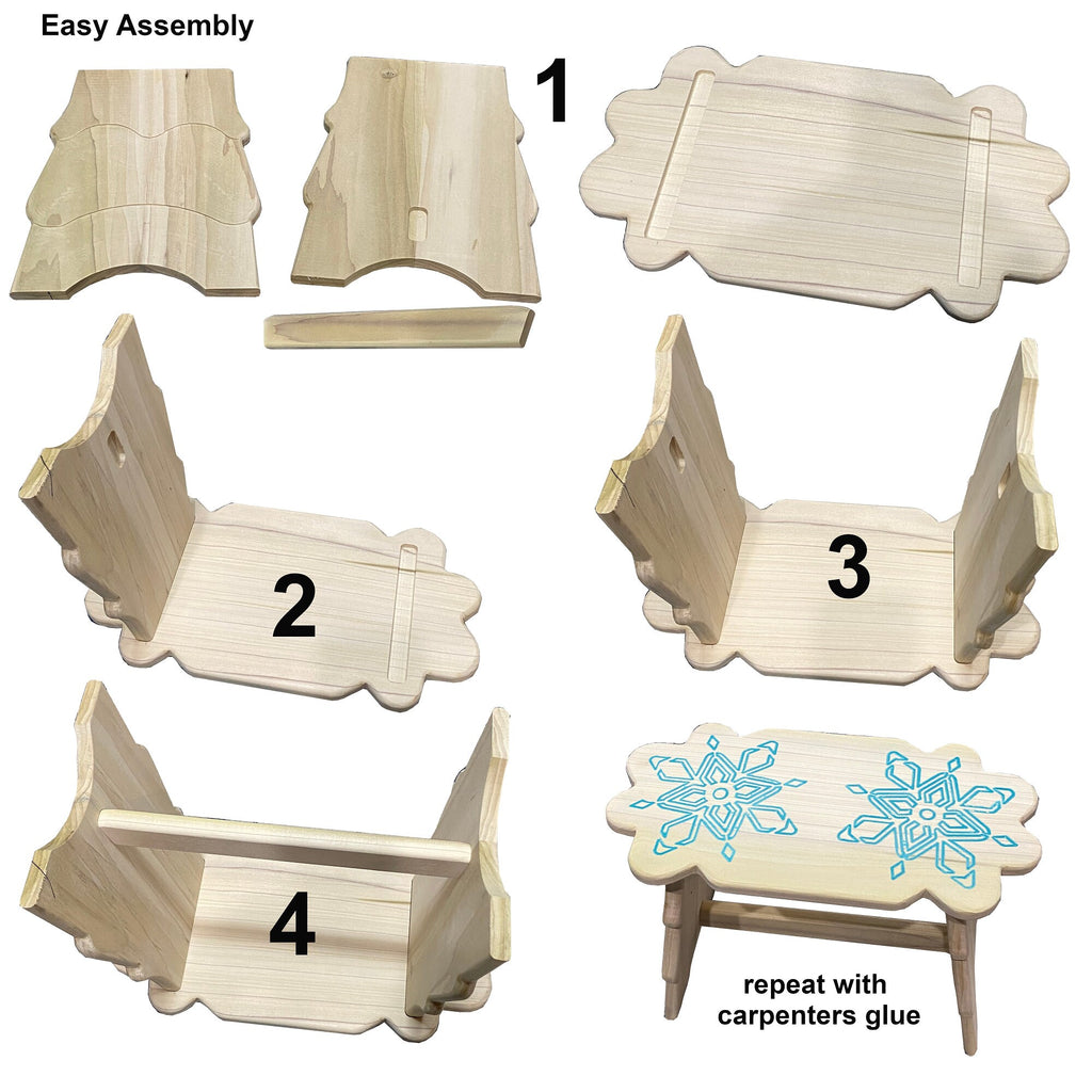 3 Step Stool CNC Plans, Beginner Woodworking Files for DIY Wooden Stool