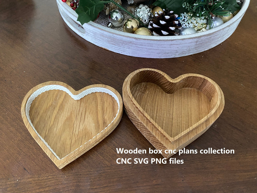 cnc heart box plan, keepsake box files, dxf svg pdf stl 3mf digital woodworking project