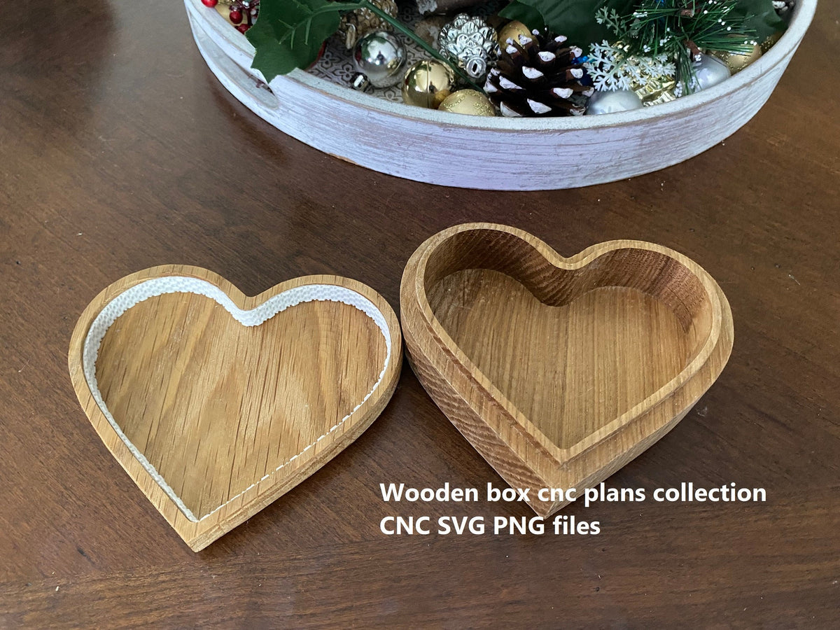 cnc heart box plan, keepsake box files, dxf svg pdf stl 3mf digital woodworking project
