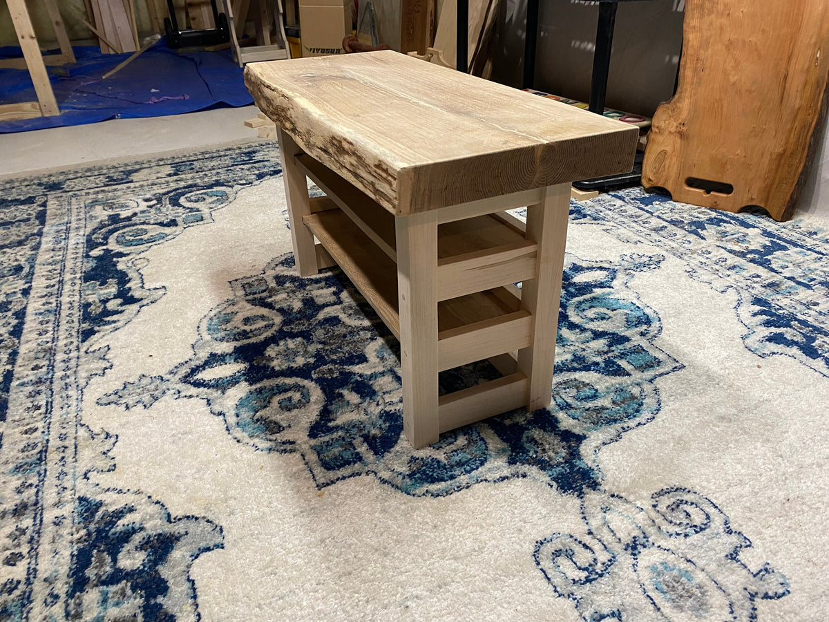 cnc shoe bench plan, live edge entryway shelf files, dxf svg digital woodworking project
