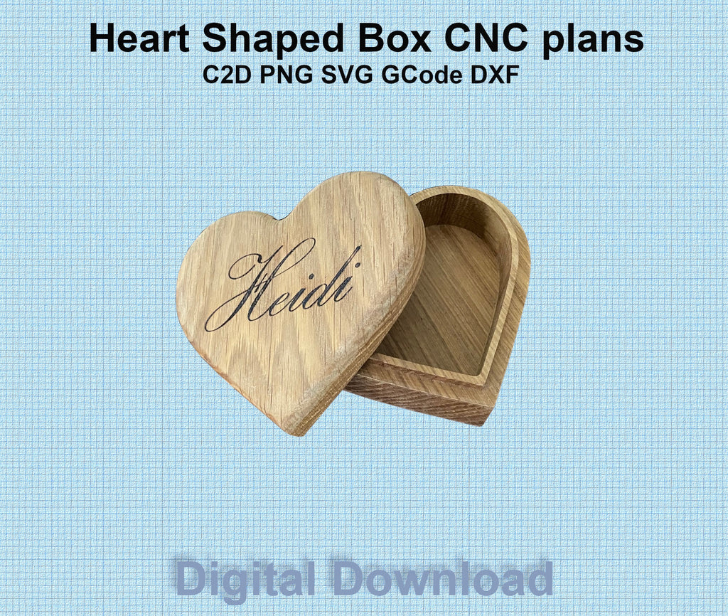 cnc heart box plan, keepsake box files, dxf svg pdf stl 3mf digital woodworking project