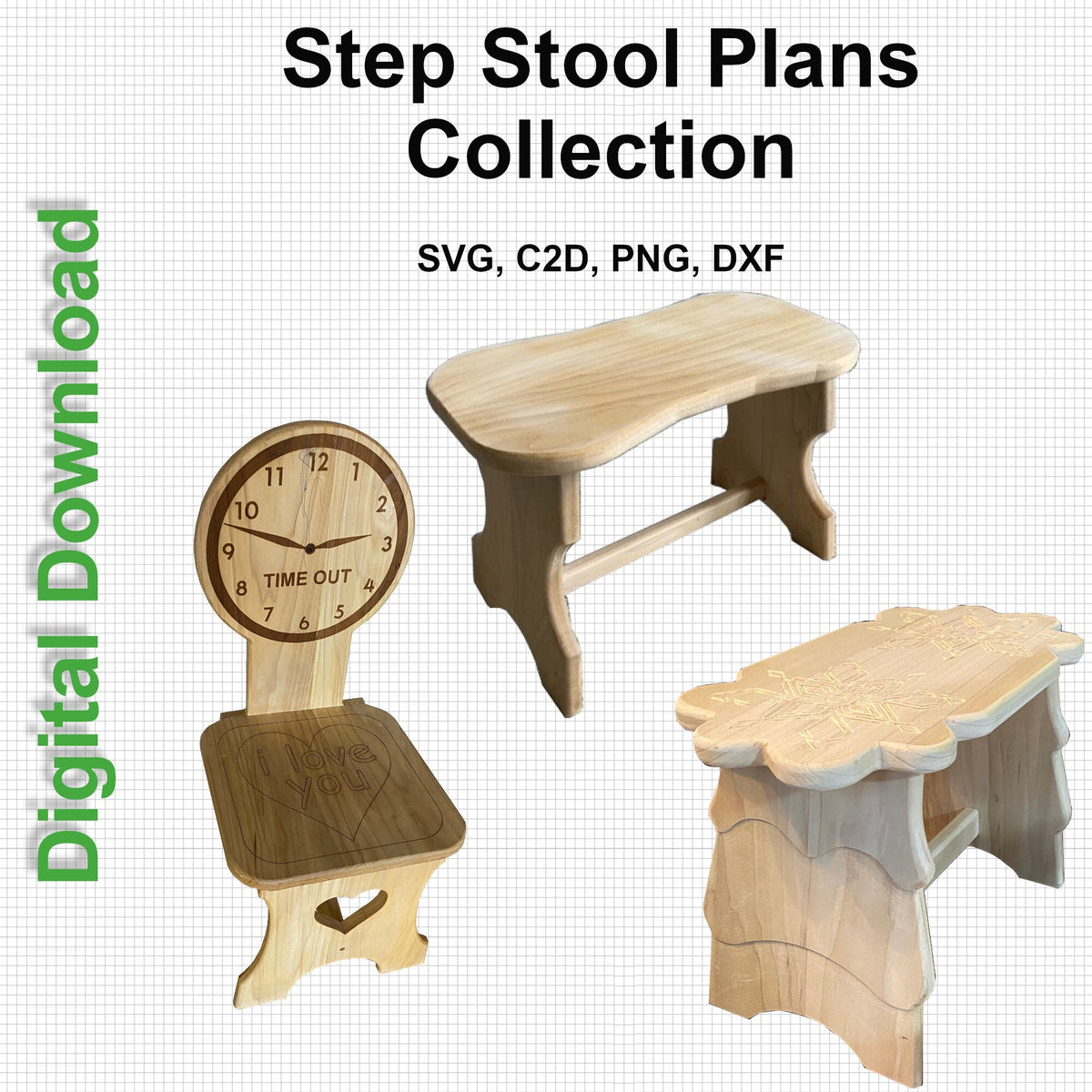 CNC plans for a collection of Step Stools