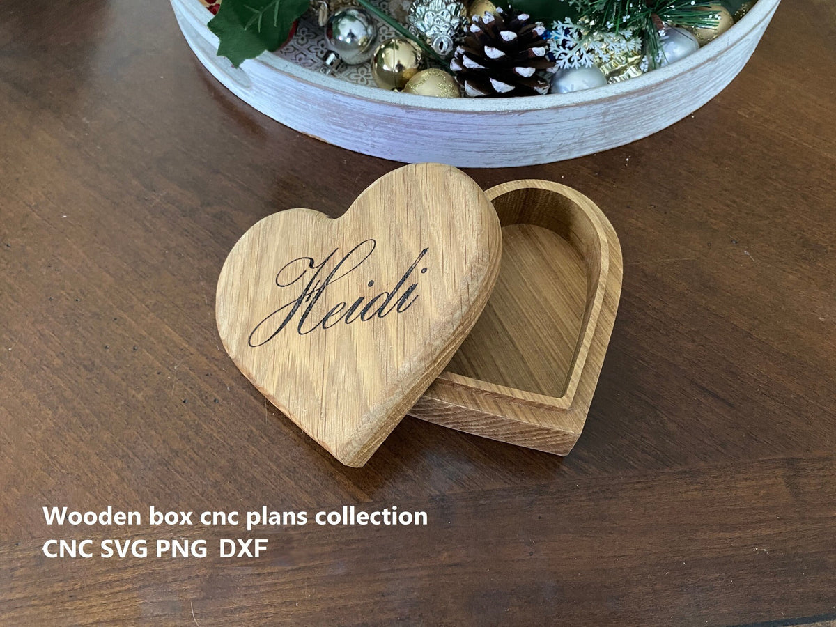 cnc heart box plan, keepsake box files, dxf svg pdf stl 3mf digital woodworking project