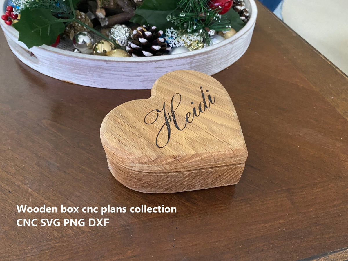 cnc heart box plan, keepsake box files, dxf svg pdf stl 3mf digital woodworking project