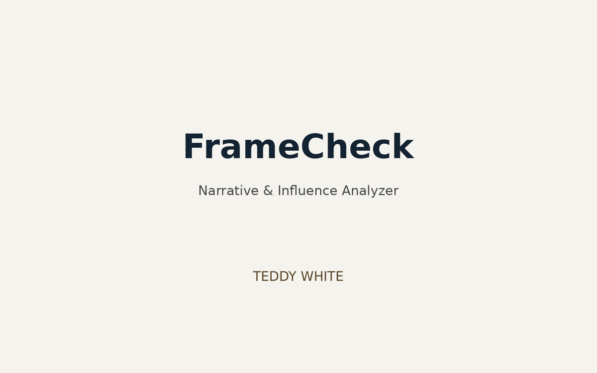 FrameCheck — Narrative & Influence Analyzer - FrameCheck_Product_Image