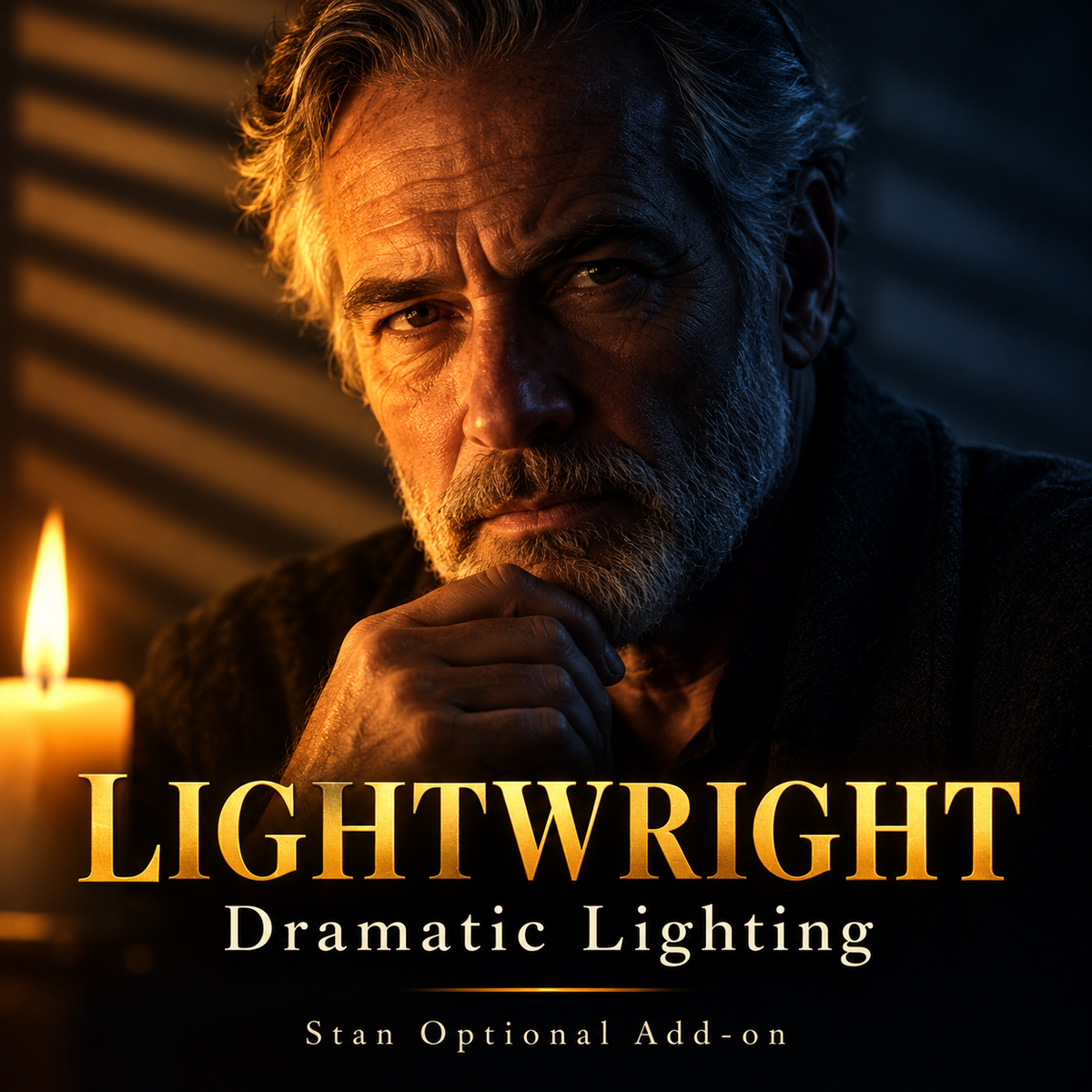 LightWright optional lighting add-on for Stan with a candlelit portrait.