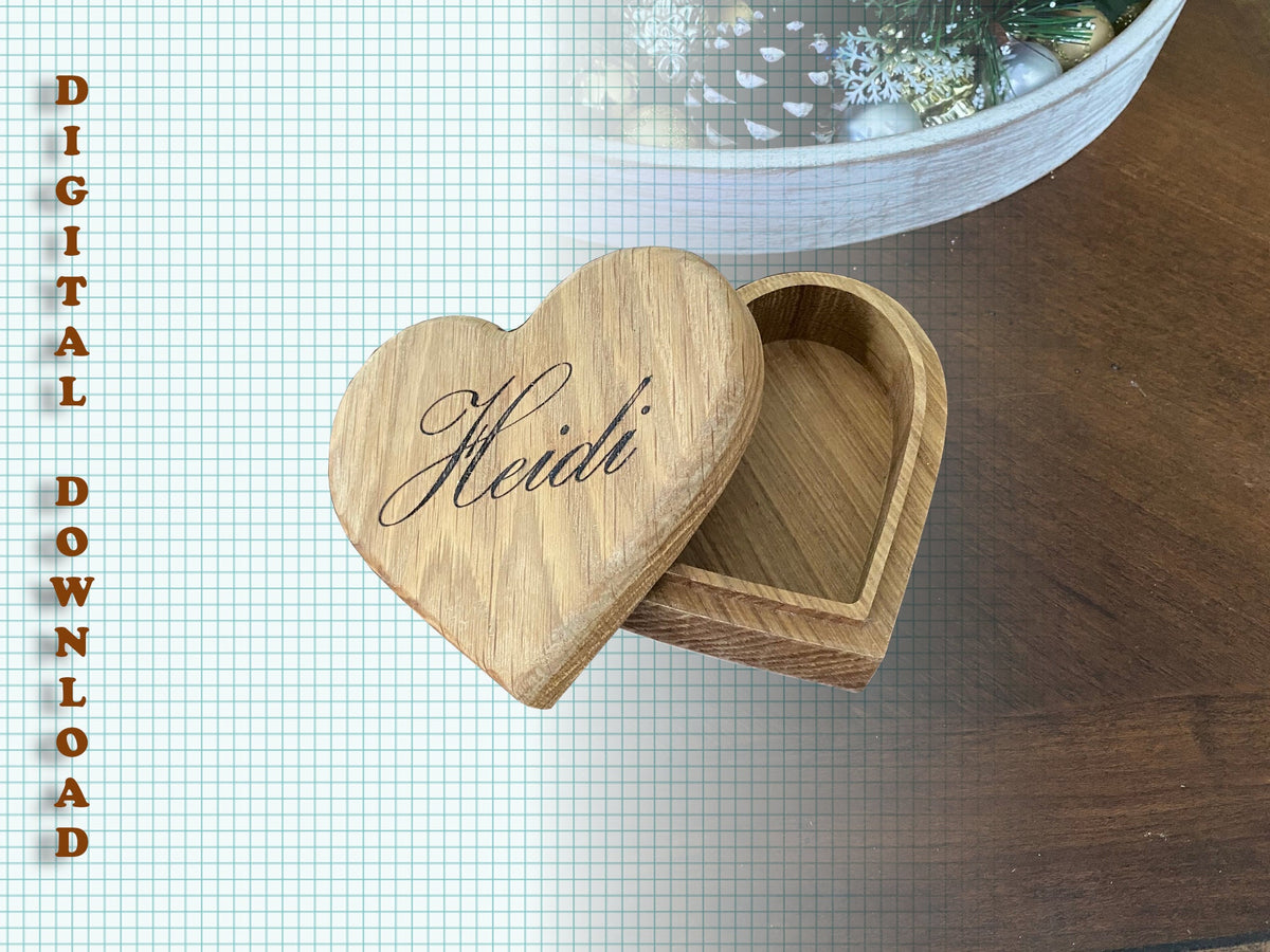 cnc heart box plan, keepsake box files, dxf svg pdf stl 3mf digital woodworking project